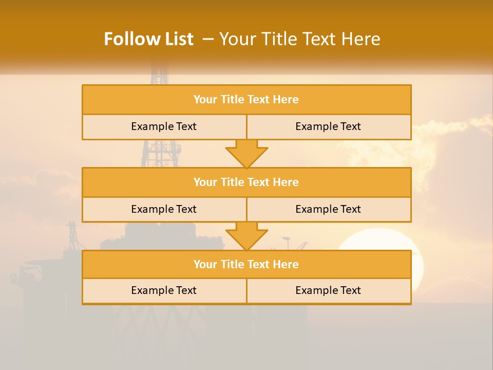 An Oil Rig In The Middle Of The Ocean At Sunset PowerPoint Template