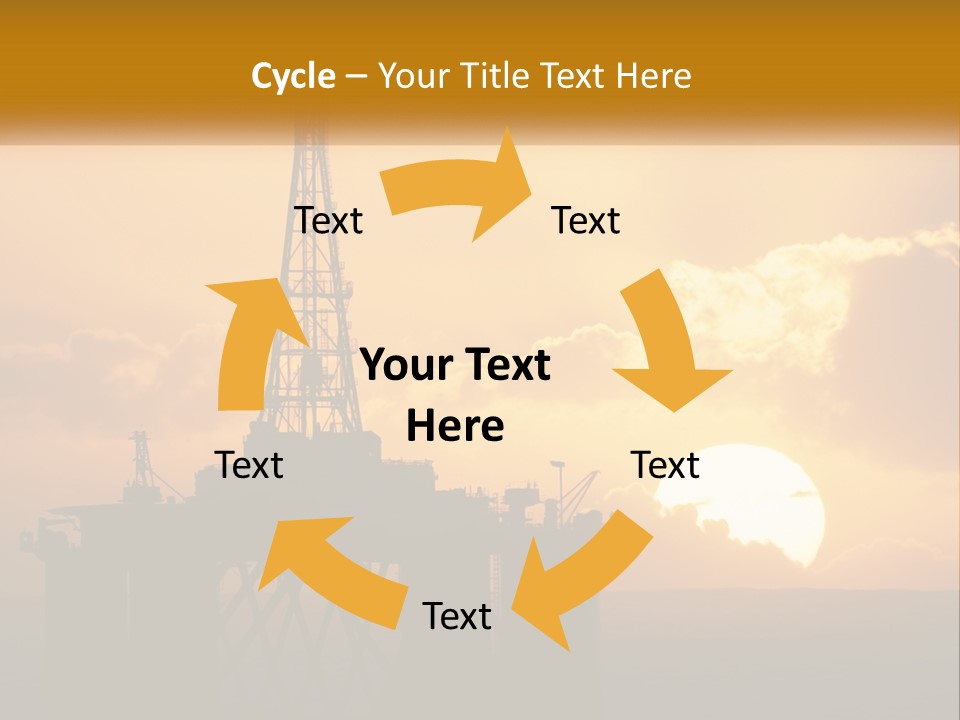 An Oil Rig In The Middle Of The Ocean At Sunset PowerPoint Template