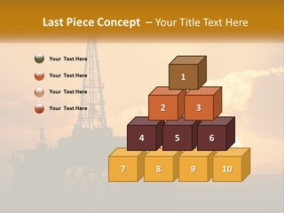 An Oil Rig In The Middle Of The Ocean At Sunset PowerPoint Template
