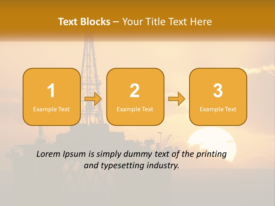 An Oil Rig In The Middle Of The Ocean At Sunset PowerPoint Template