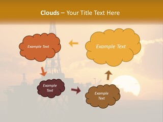 An Oil Rig In The Middle Of The Ocean At Sunset PowerPoint Template