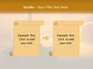 An Oil Rig In The Middle Of The Ocean At Sunset PowerPoint Template