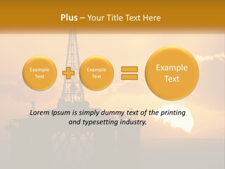 An Oil Rig In The Middle Of The Ocean At Sunset PowerPoint Template