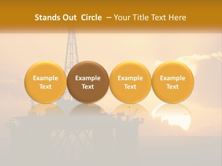 An Oil Rig In The Middle Of The Ocean At Sunset PowerPoint Template