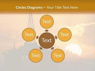An Oil Rig In The Middle Of The Ocean At Sunset PowerPoint Template