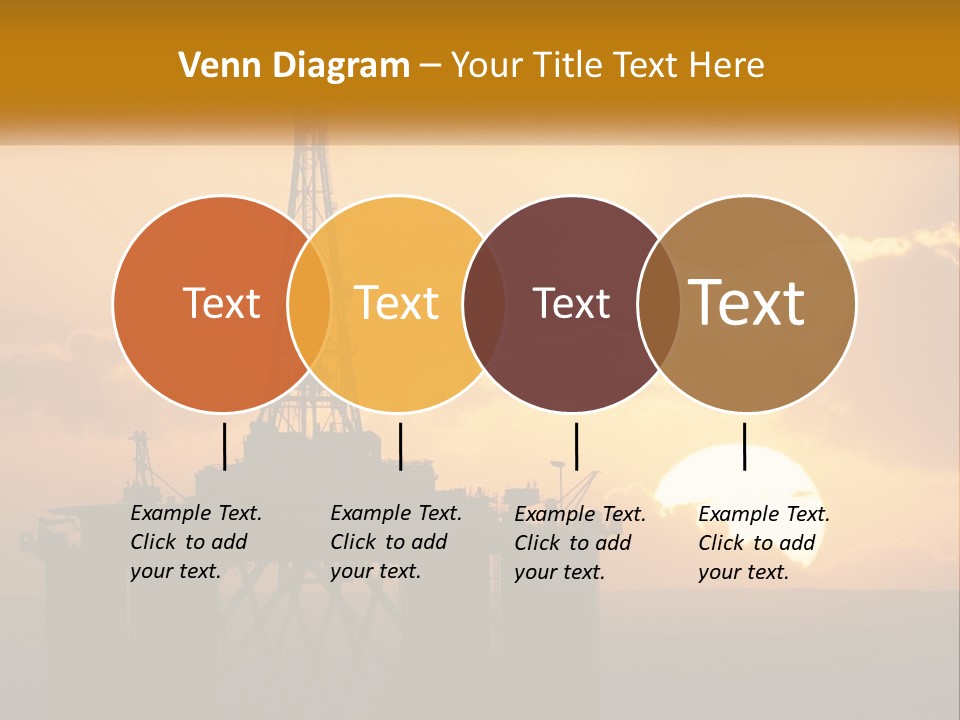 An Oil Rig In The Middle Of The Ocean At Sunset PowerPoint Template