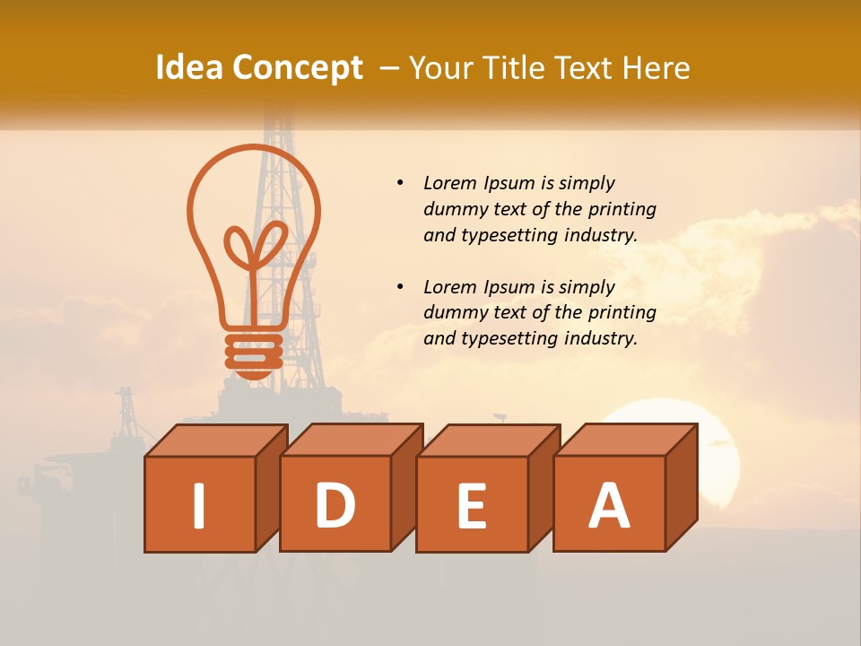 An Oil Rig In The Middle Of The Ocean At Sunset PowerPoint Template