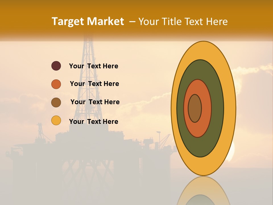 An Oil Rig In The Middle Of The Ocean At Sunset PowerPoint Template