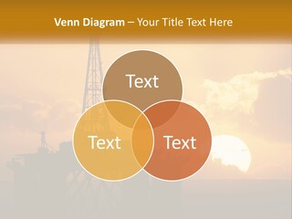 An Oil Rig In The Middle Of The Ocean At Sunset PowerPoint Template