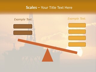 An Oil Rig In The Middle Of The Ocean At Sunset PowerPoint Template