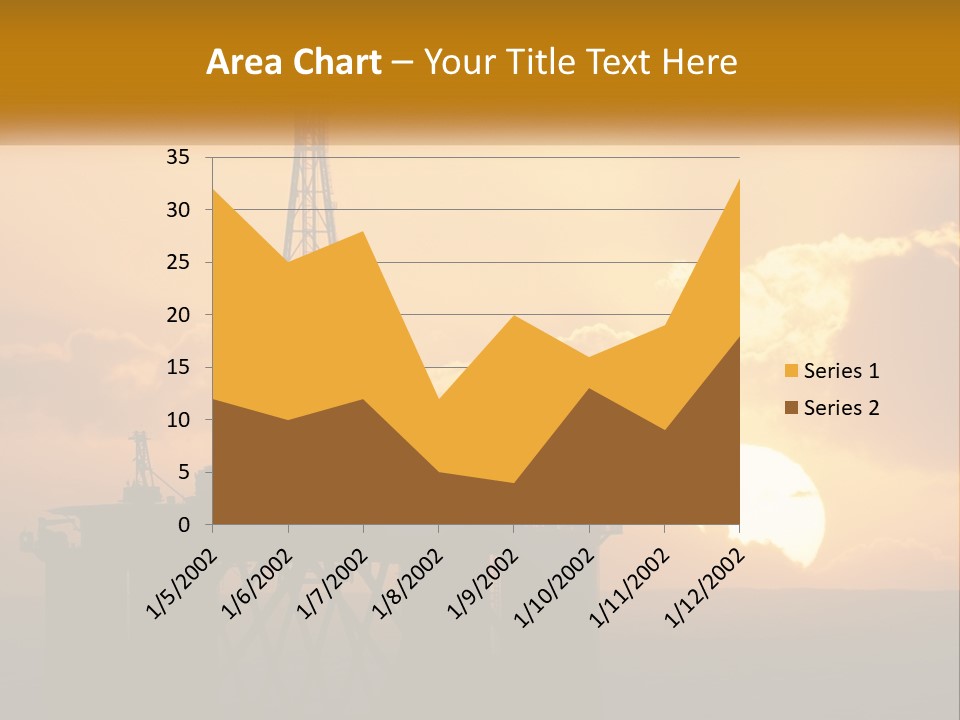 An Oil Rig In The Middle Of The Ocean At Sunset PowerPoint Template