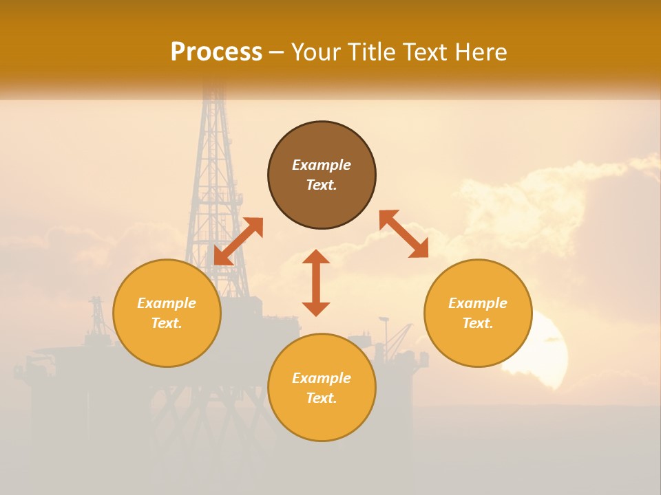 An Oil Rig In The Middle Of The Ocean At Sunset PowerPoint Template