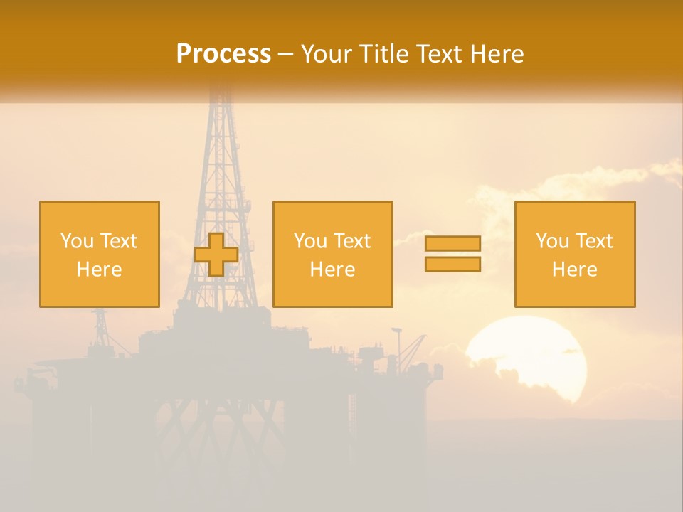 An Oil Rig In The Middle Of The Ocean At Sunset PowerPoint Template