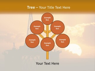 An Oil Rig In The Middle Of The Ocean At Sunset PowerPoint Template