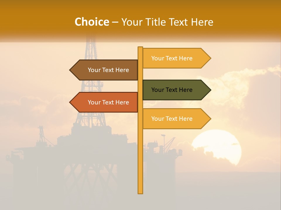 An Oil Rig In The Middle Of The Ocean At Sunset PowerPoint Template