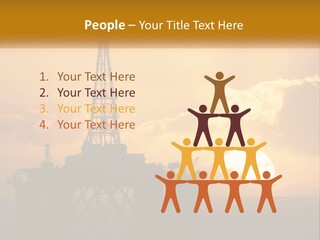 An Oil Rig In The Middle Of The Ocean At Sunset PowerPoint Template