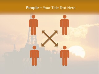 An Oil Rig In The Middle Of The Ocean At Sunset PowerPoint Template