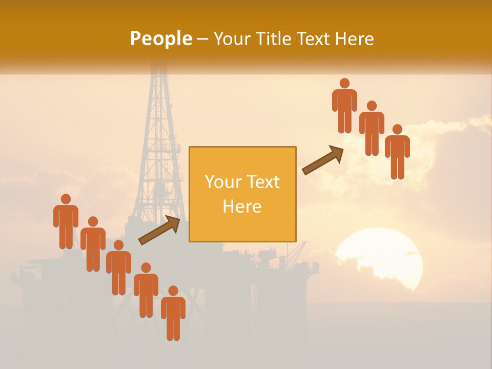 An Oil Rig In The Middle Of The Ocean At Sunset PowerPoint Template