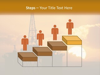 An Oil Rig In The Middle Of The Ocean At Sunset PowerPoint Template