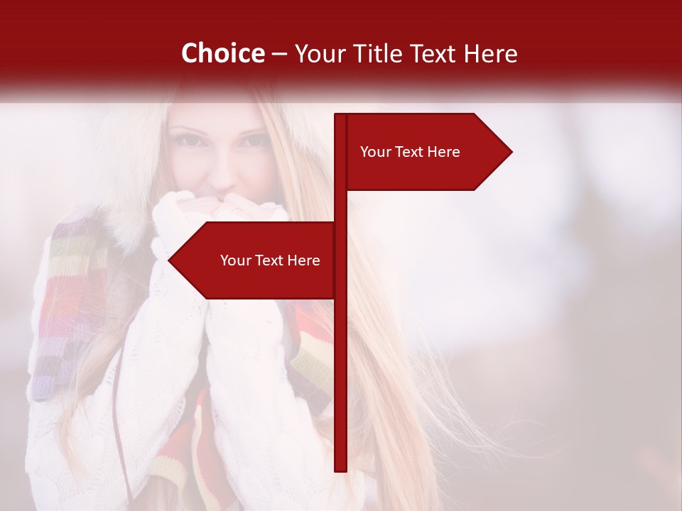 A Woman Wearing A Hat And Gloves With Her Hands In Her Mouth PowerPoint Template