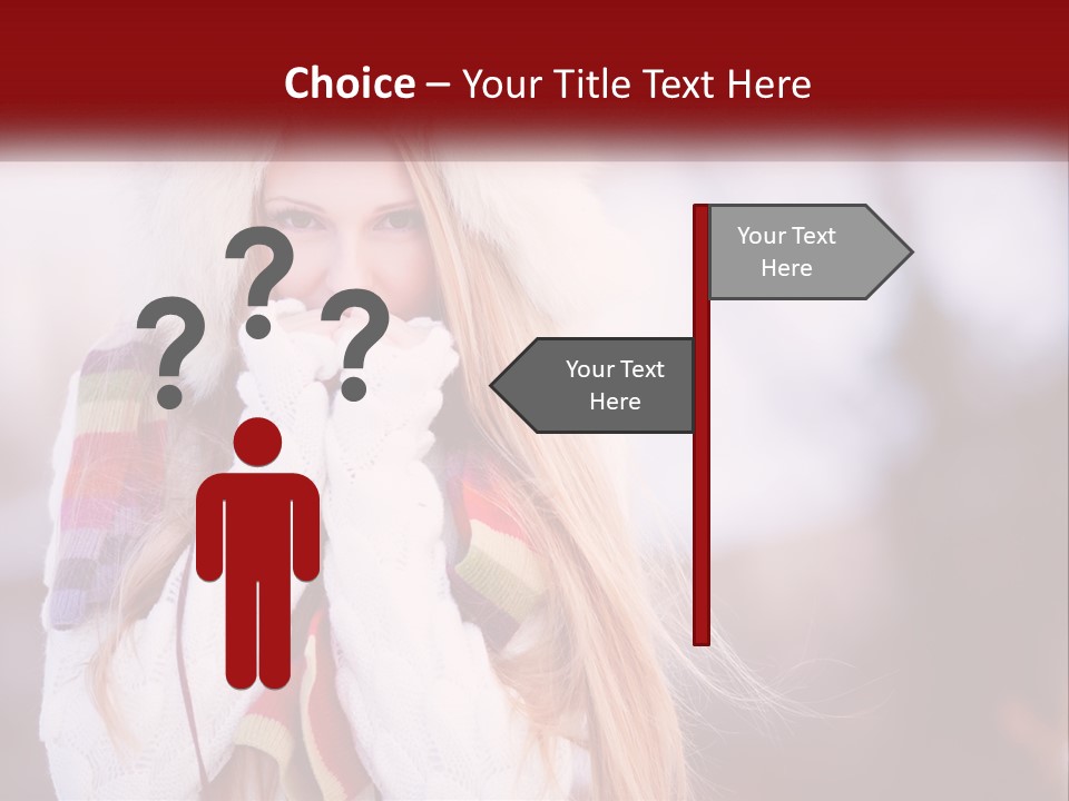 A Woman Wearing A Hat And Gloves With Her Hands In Her Mouth PowerPoint Template