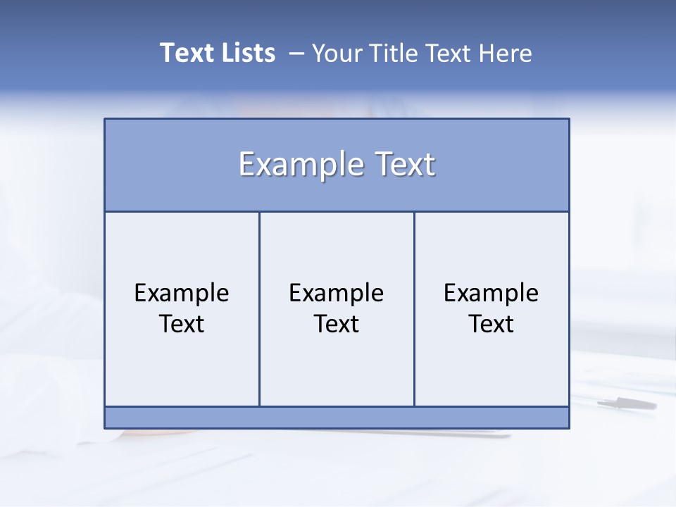 A Woman Sitting At A Table Holding A Business Card PowerPoint Template