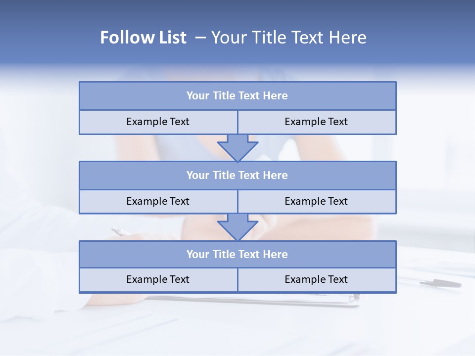 A Woman Sitting At A Table Holding A Business Card PowerPoint Template