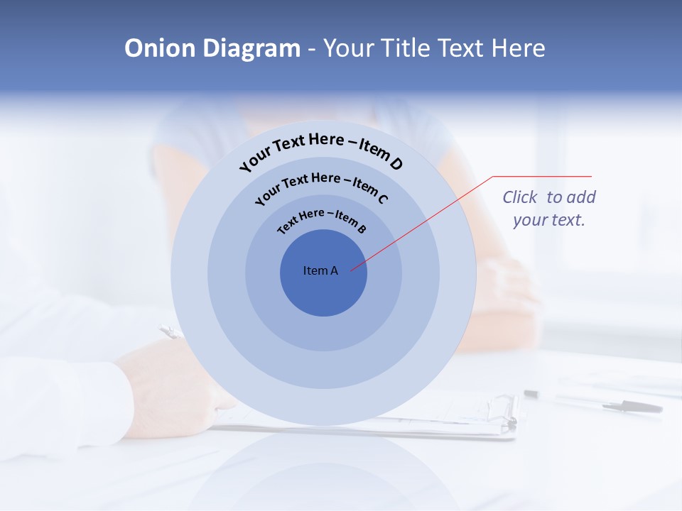 A Woman Sitting At A Table Holding A Business Card PowerPoint Template