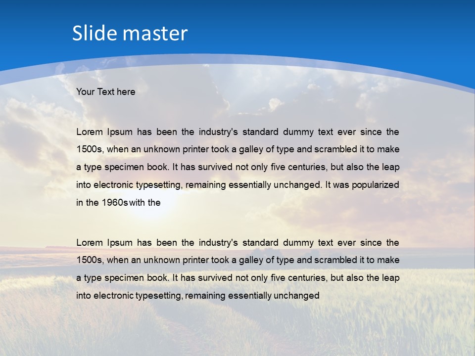 A Sunset Over A Field With A Dirt Road In The Foreground PowerPoint Template