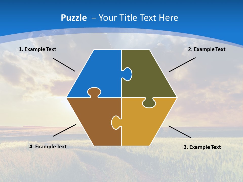 A Sunset Over A Field With A Dirt Road In The Foreground PowerPoint Template