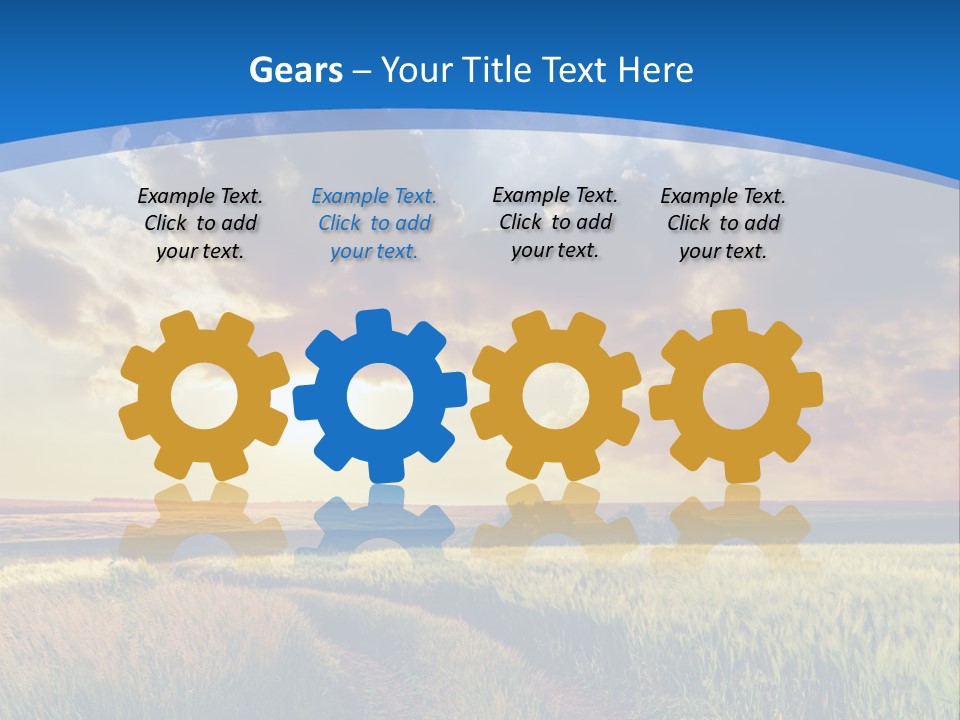 A Sunset Over A Field With A Dirt Road In The Foreground PowerPoint Template