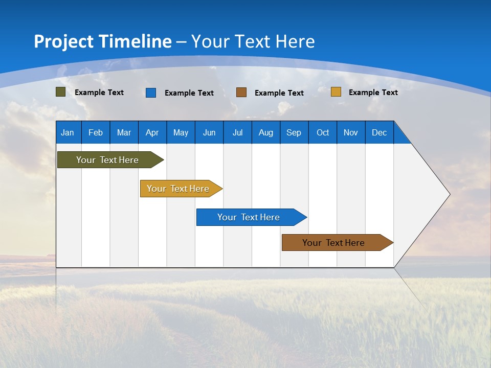 A Sunset Over A Field With A Dirt Road In The Foreground PowerPoint Template