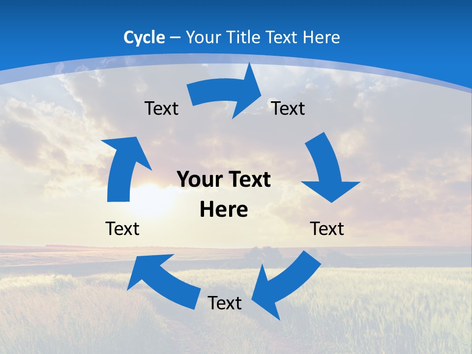A Sunset Over A Field With A Dirt Road In The Foreground PowerPoint Template