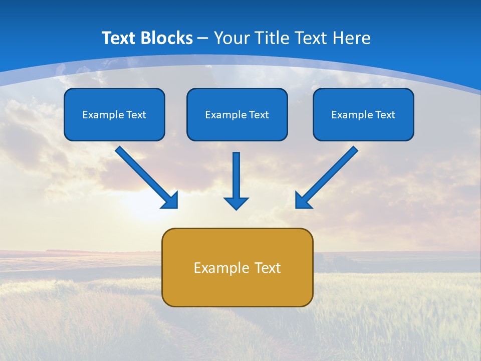 A Sunset Over A Field With A Dirt Road In The Foreground PowerPoint Template