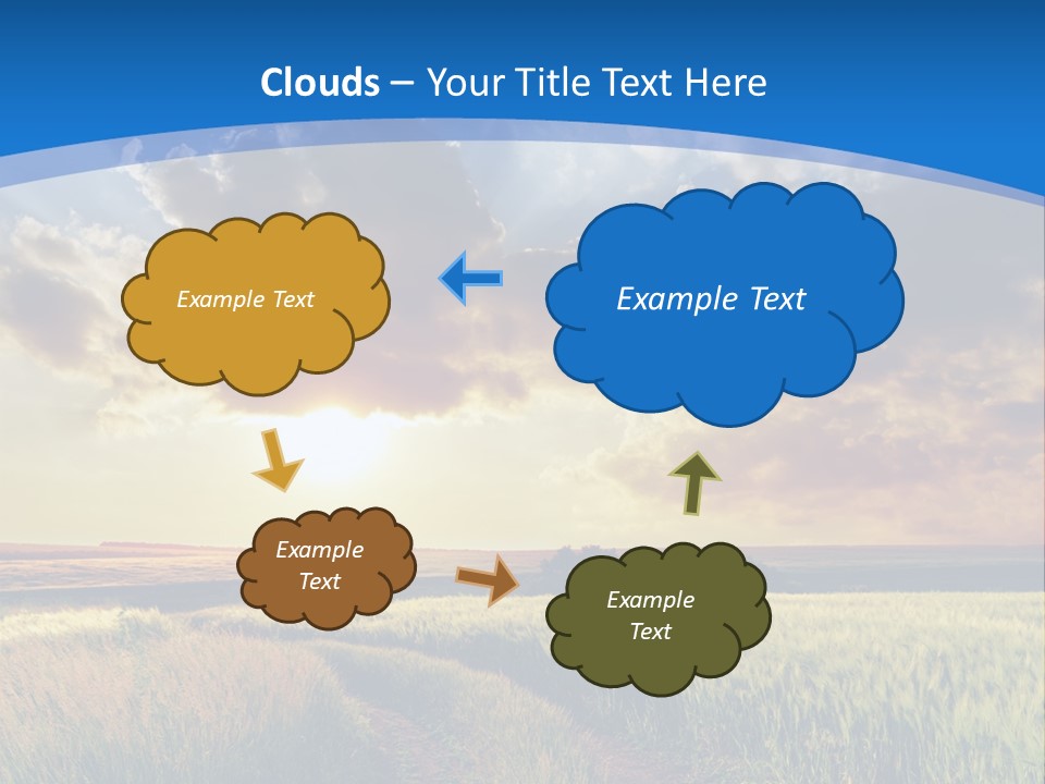 A Sunset Over A Field With A Dirt Road In The Foreground PowerPoint Template