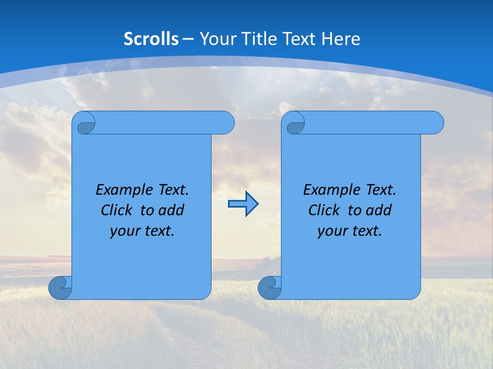 A Sunset Over A Field With A Dirt Road In The Foreground PowerPoint Template