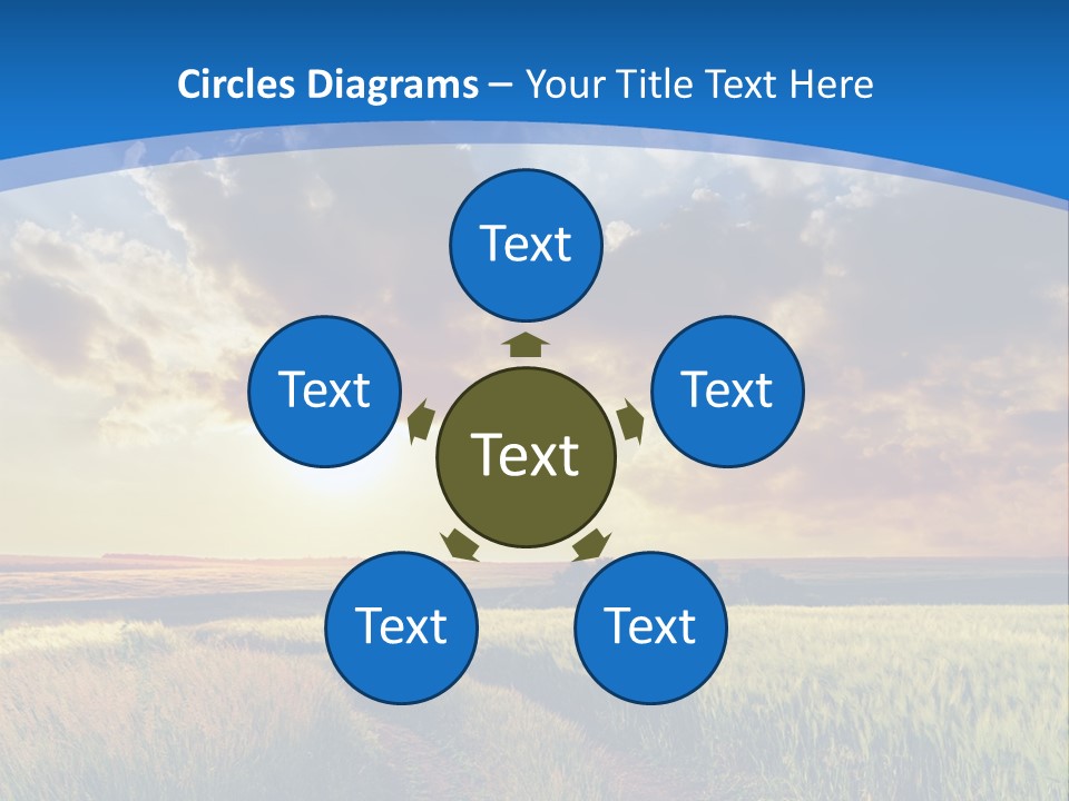 A Sunset Over A Field With A Dirt Road In The Foreground PowerPoint Template