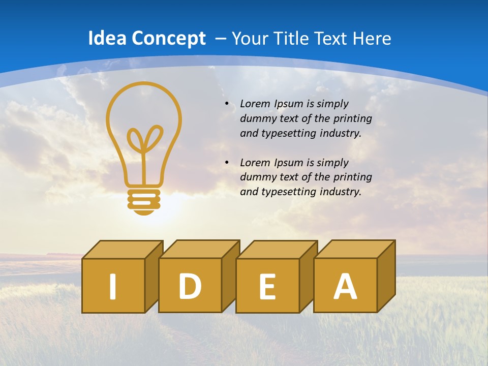 A Sunset Over A Field With A Dirt Road In The Foreground PowerPoint Template