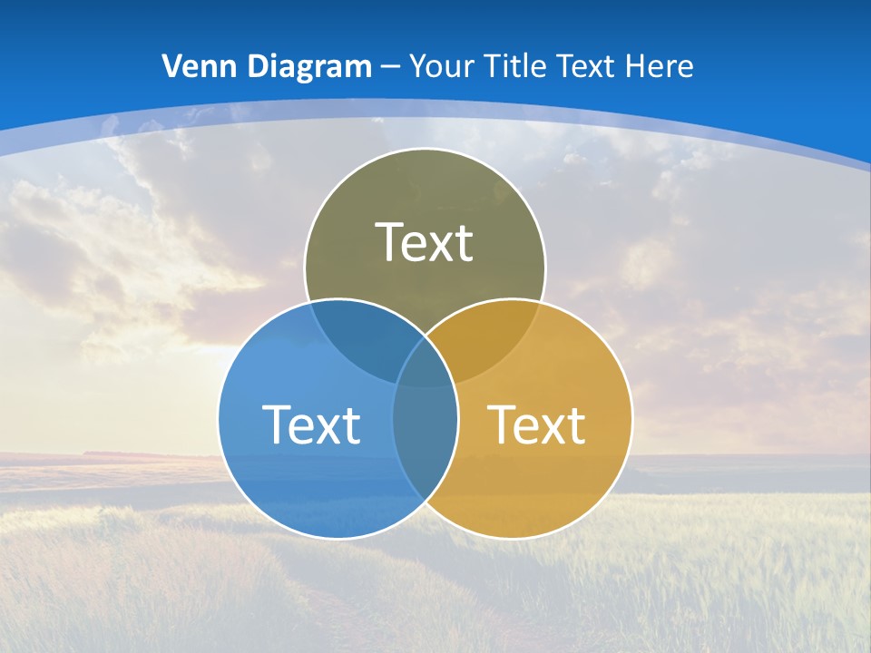 A Sunset Over A Field With A Dirt Road In The Foreground PowerPoint Template