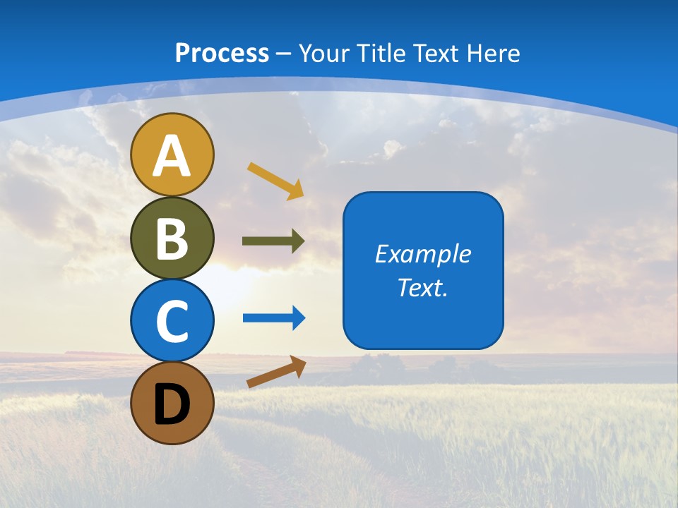A Sunset Over A Field With A Dirt Road In The Foreground PowerPoint Template