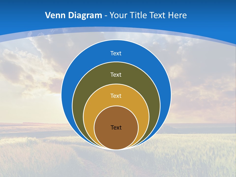 A Sunset Over A Field With A Dirt Road In The Foreground PowerPoint Template