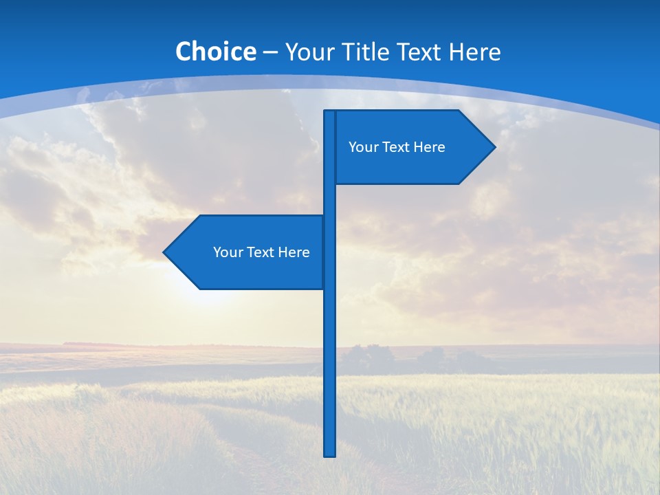 A Sunset Over A Field With A Dirt Road In The Foreground PowerPoint Template