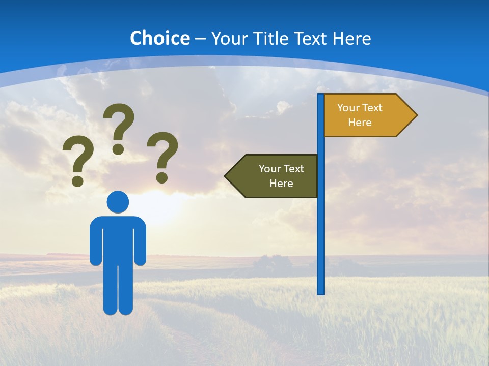 A Sunset Over A Field With A Dirt Road In The Foreground PowerPoint Template