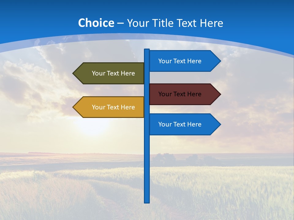 A Sunset Over A Field With A Dirt Road In The Foreground PowerPoint Template
