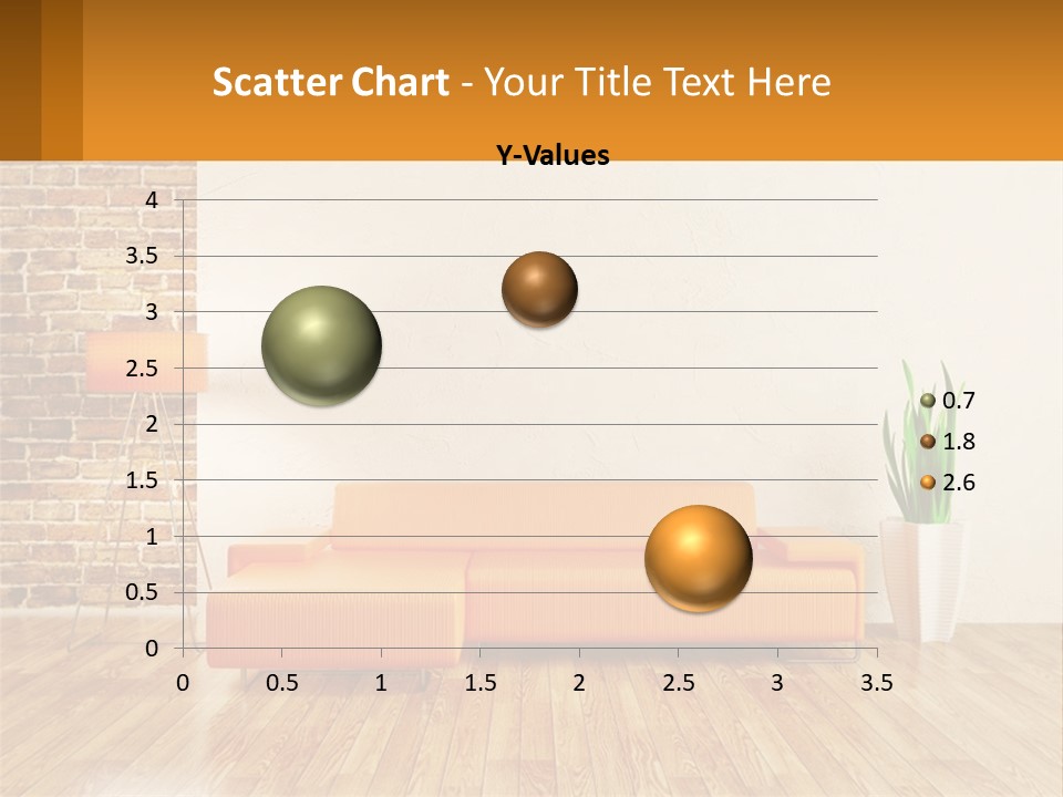 A Living Room With A Couch And A Potted Plant PowerPoint Template
