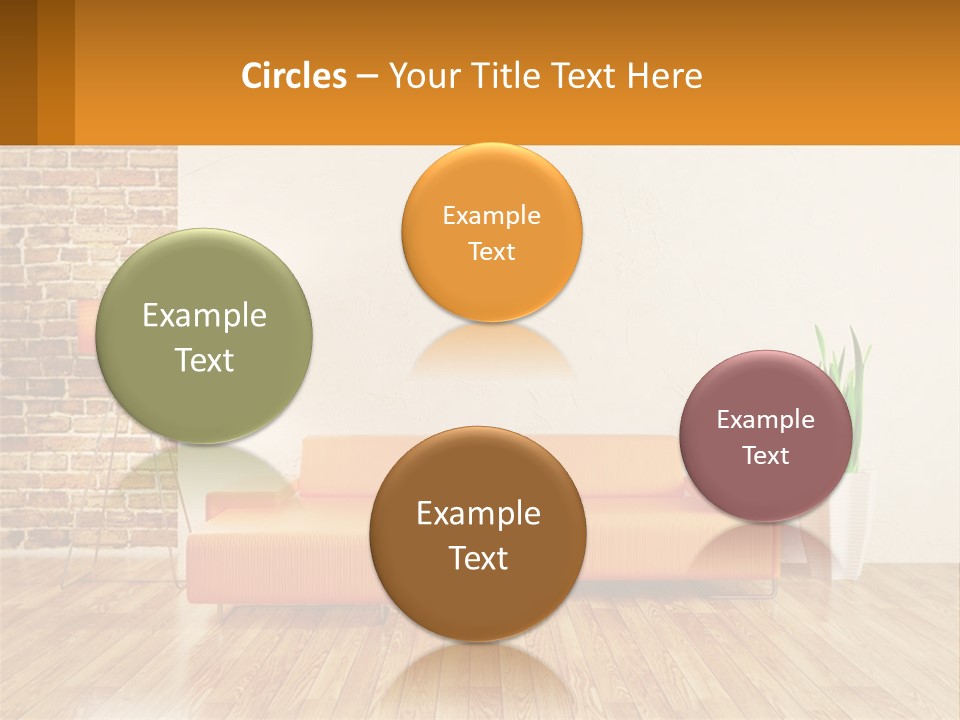 A Living Room With A Couch And A Potted Plant PowerPoint Template