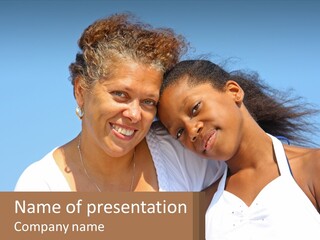 A Woman And A Child Are Smiling For The Camera PowerPoint Template