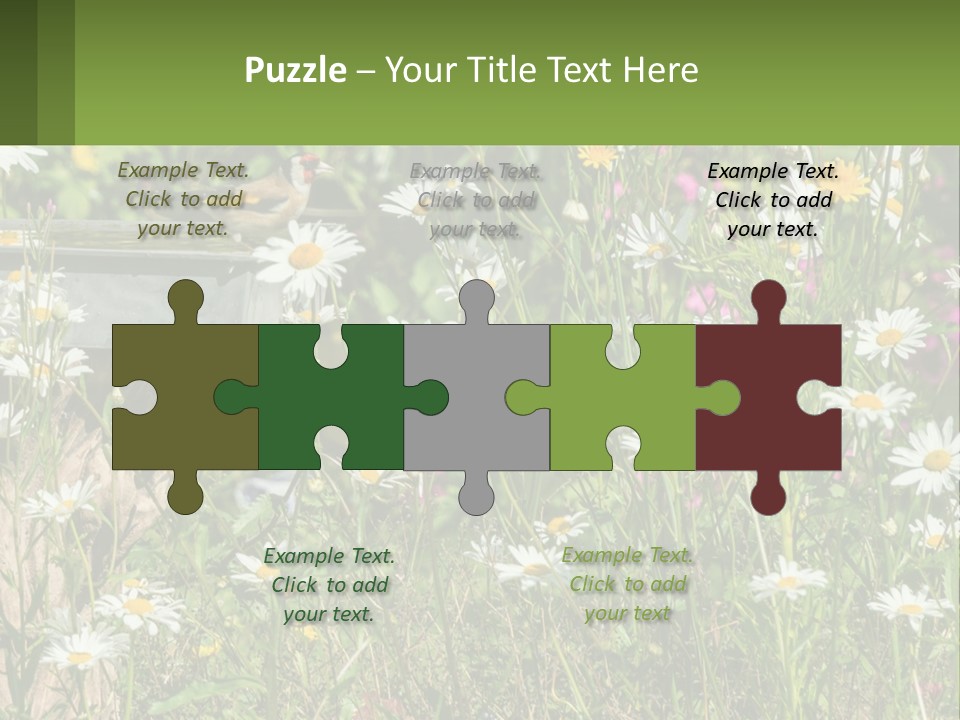 A Bird Sitting On A Bird Bath Surrounded By Wildflowers PowerPoint Template