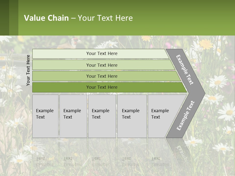 A Bird Sitting On A Bird Bath Surrounded By Wildflowers PowerPoint Template