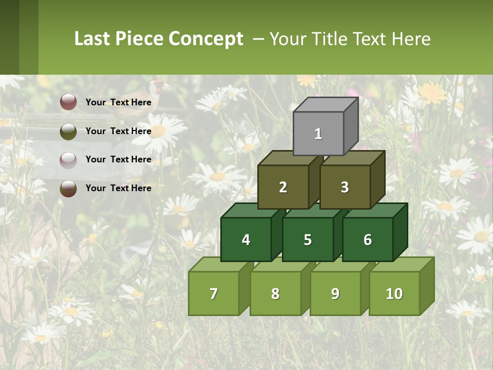 A Bird Sitting On A Bird Bath Surrounded By Wildflowers PowerPoint Template